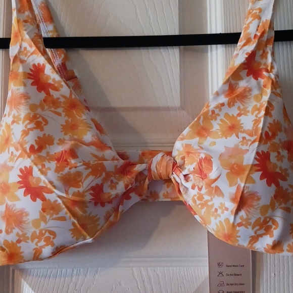 Orange Floral Cheeky Bikini Swimsuit - Picture 5 of 8